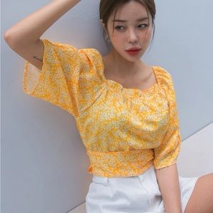 Floral crop top with tie back